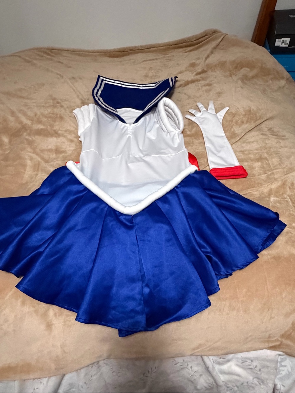 Sailor Moon Blue White Sailor Women’s Costume Dress with Glove Medium Halloween